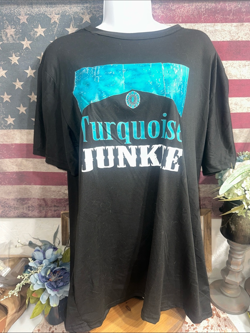 NWOT Black Turquoise 'Turquoise Junkie' Graphic Tee